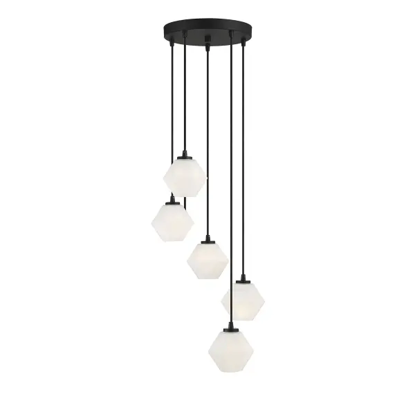 5-Light Chandelier in Matte Black