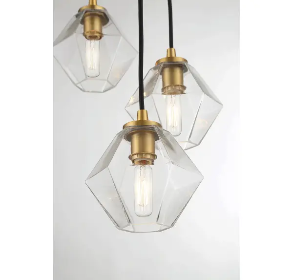5-Light Chandelier in Natural Brass - Image 5