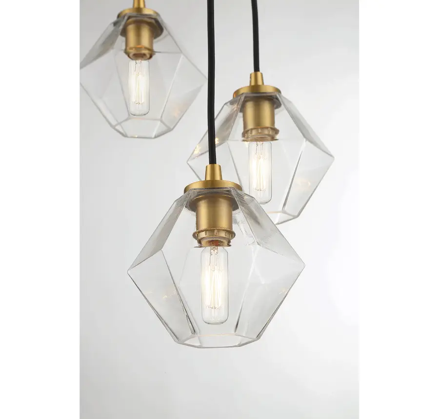 5-Light Chandelier in Natural Brass - Image 5