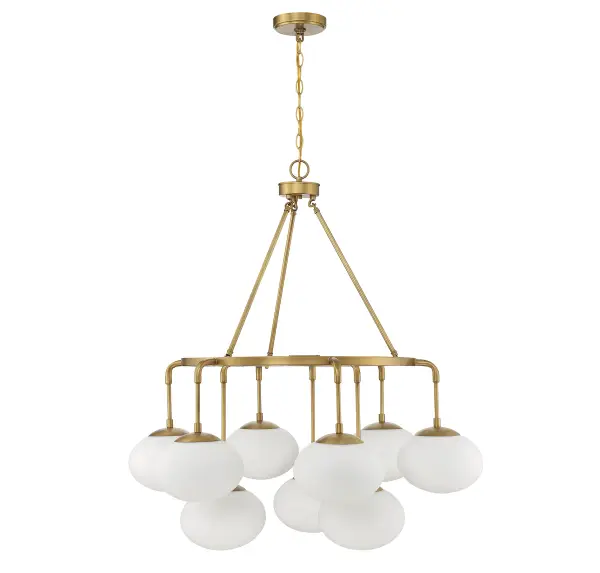 9-Light Chandelier in Natural Brass - alternate view