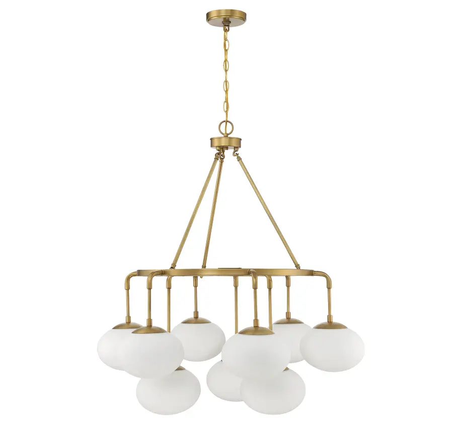 9-Light Chandelier in Natural Brass - Image 2