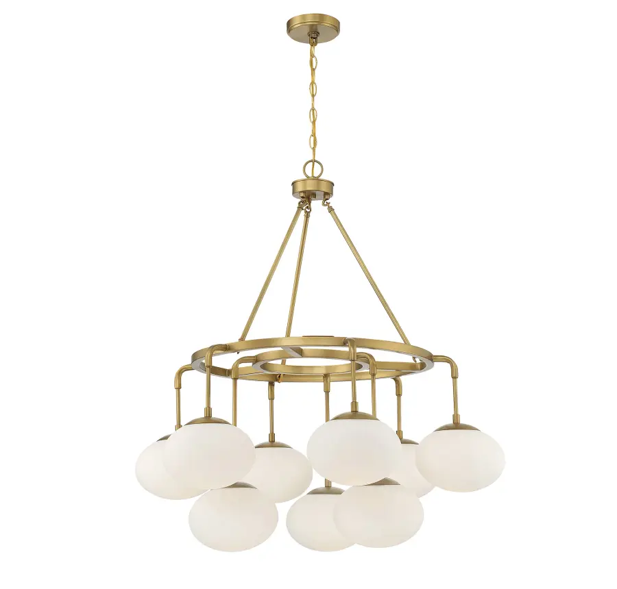 9-Light Chandelier in Natural Brass - Image 3