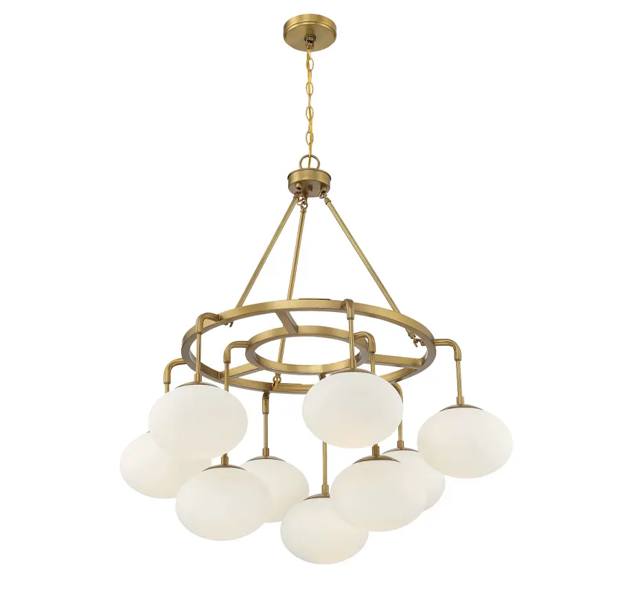 9-Light Chandelier in Natural Brass - Image 4