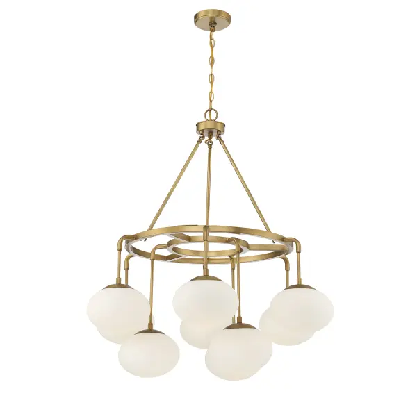 9-Light Chandelier in Natural Brass - Image 5