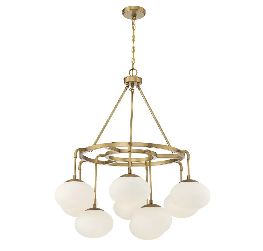 9-Light Chandelier in Natural Brass - Image 5