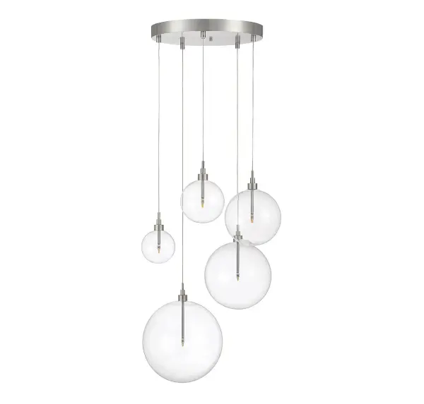 5-Light Pendant in Brushed Nickel - alternate view