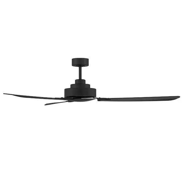 Stay cool in style with this Meridian 58" ceiling fan. Showcasing a sleek, industrial-inspired look, this fan features three blades and is finished in stylish matte black. It is perfect for use in modern, contemporary and transitional spaces. This fan's motor is reversible and features 3 speeds. This ceiling fan is damp area rated, which means that you can use it in a covered outdoor area like a porch or patio in addition to indoors. It also comes with a handheld remote control for even more convenience. One 6-inch downrod is included and additional, longer downrods are sold separately. This ceiling fan is 14.59" in height. This fan's energy information is as follows: the airflow is 6449.26 cubic feet per minute, the electricity use is 59.4 watts and the airflow efficiency is 108.57 cubic feet per minute per watt. Rooms: Bedroom, Billiard Room, Family Room, Great Rooms, Kitchen, Living Room, Office, Sunroom, Workshop, Lobby, Waiting Room, Media Room Finish: Matte Black Width: 58.00" Height: 14.59" Length: 58.00" Weight: 19.40 lb Wire: 80" Rod: 1 x 6" Canopy: 2.13"x5.12"x5.12" Number of Bulbs: 1 Dimmable Voltage: 120.00 V Airflow: 6449 CFM Electricity Use: 59 W Airflow Efficiency: 0.5 CFM/W Blade Pitch: 6.8° Blade Span: 58" Blade Finish: Black Speeds: 3 Control: Remote Downrod: 12", 18", 24", 36", 48", 60",72" Material: Metal, ABS Safety Listing: UL Safety Rating: Damp