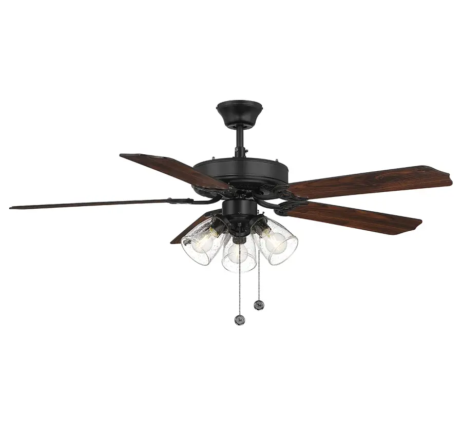 52" 3-Light Ceiling Fan in Matte Black - Image 1