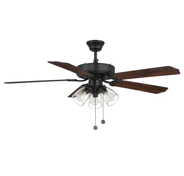 52" 3-Light Ceiling Fan in Matte Black - alternate view