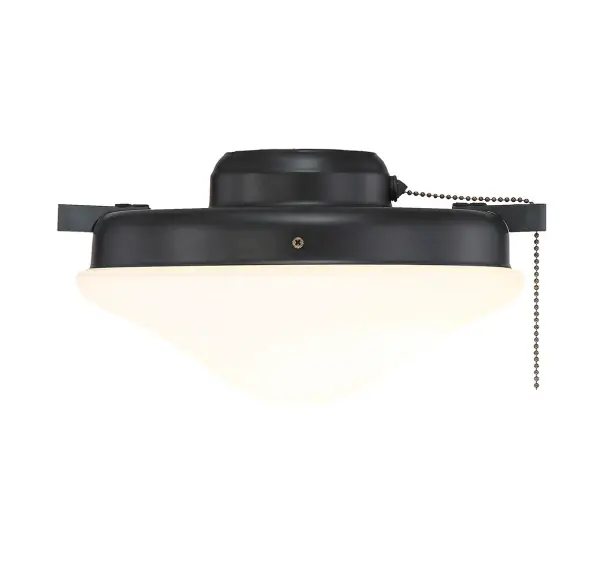 This LED fan light has a versatile design, a satin white glass shade and a Matte Black finish. It is 10.5" in height and 10.5" in width. Two 9-watt LED bulbs are included. This fan light can be used indoors or in covered outdoor areas. For best fit and finish match, use this fan light with Meridian ceiling fans. Collection: Crimson Rooms: Dining Room, Living Room, Family Room, Great Room, Bedroom, Kitchen, Bathroom, Outdoor, Billiard Room, Media Room, Porch, Patio, Workshop, Office, Garage Finish: Matte Black Glass: Satin White Width: 10.50" Height: 10.50" Length: 10.50" Weight: 3.31 lb Bulbs Included Number of Bulbs: 2 Maximum Wattage: 9.00 W Bulb Type: A19 Bulb Base: E26 Light Source: Incandescent/LED Light Output: 750.00 lm Color Temperature: 3000 K CRI: 80 Dimmable Voltage: 120.00 V Material: Metal, Glass Safety Listing: UL Safety Rating: Damp Connection: Hardwire LED