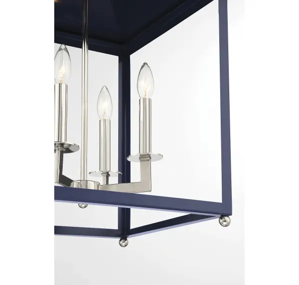 4-Light Pendant in Navy Blue with Polished Nickel - Image 6
