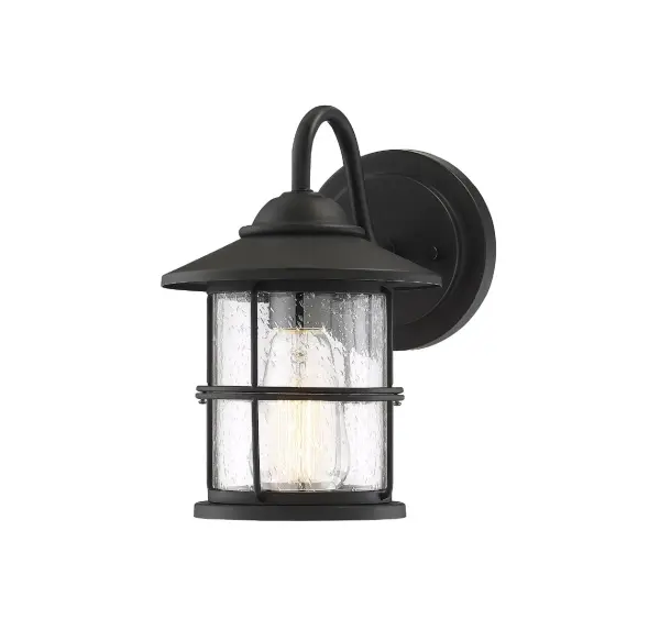 1-Light Outdoor Wall Lantern in Matte Black - Image 3