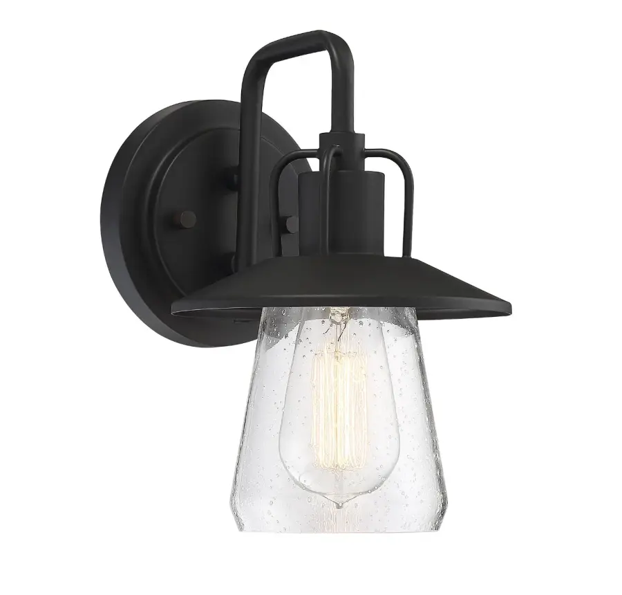 1-Light Outdoor Wall Lantern in Matte Black - Image 2