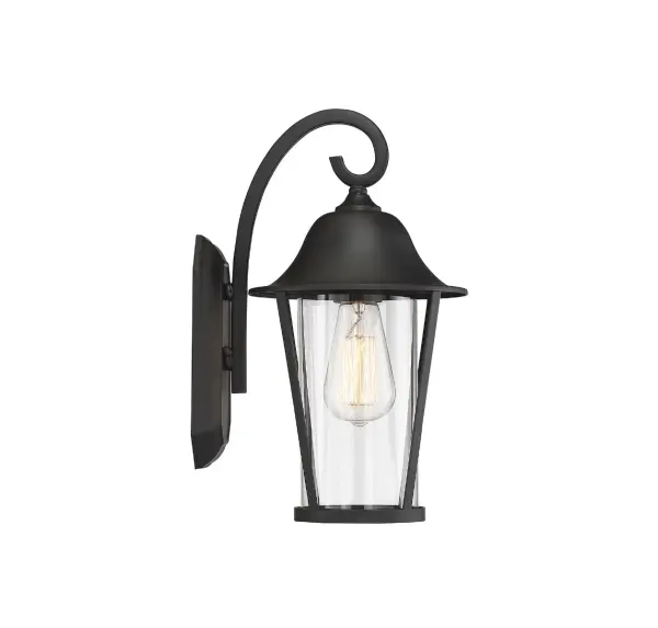 1-Light Outdoor Wall Lantern in Matte Black