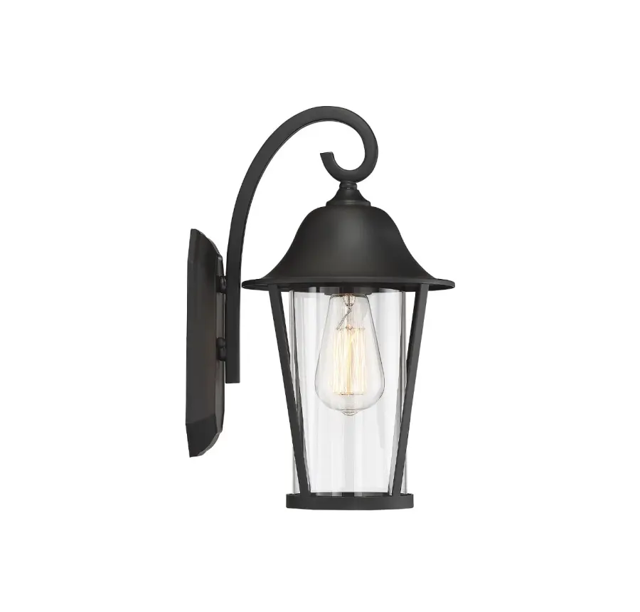 1-Light Outdoor Wall Lantern in Matte Black - Image 1