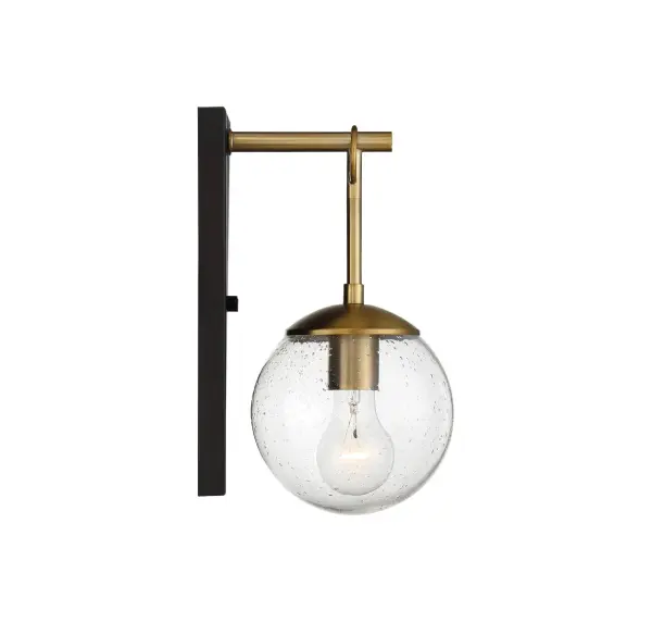 1-Light Outdoor Wall Lantern in Oil Rubbed Bronze with Natural Brass - alternate view
