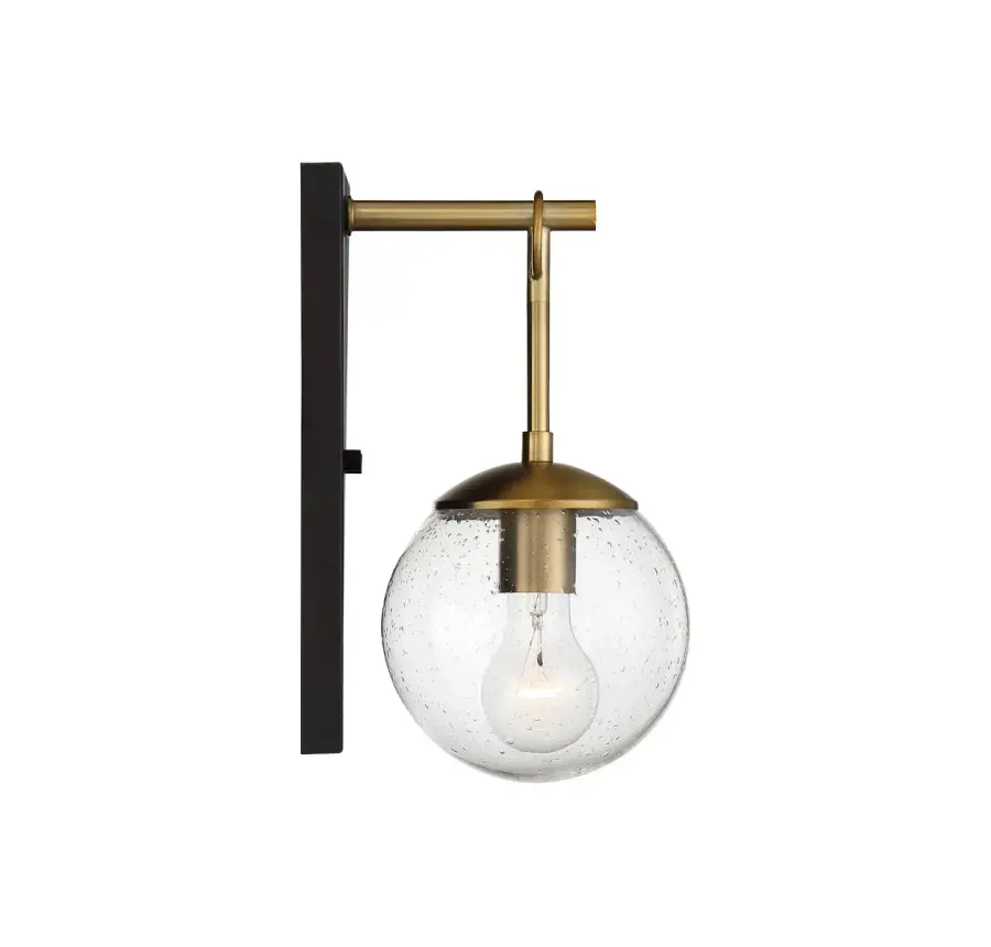 1-Light Outdoor Wall Lantern in Oil Rubbed Bronze with Natural Brass - Image 2