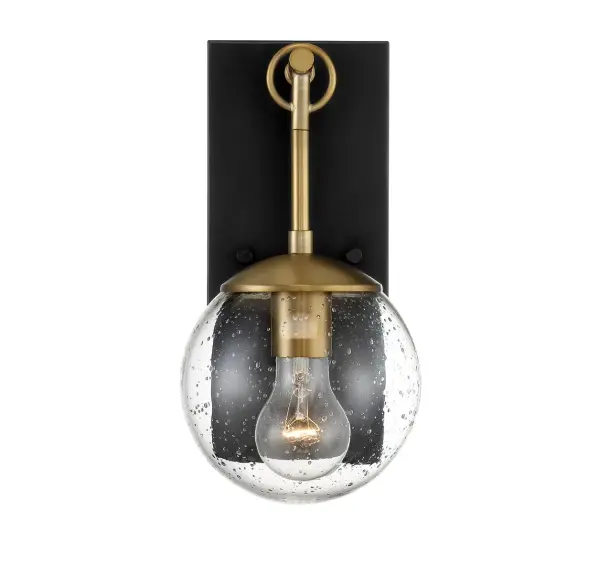 1-Light Outdoor Wall Lantern in Oil Rubbed Bronze with Natural Brass - Image 3