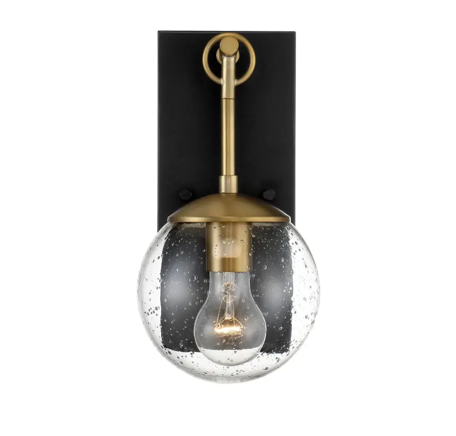 1-Light Outdoor Wall Lantern in Oil Rubbed Bronze with Natural Brass - Image 3