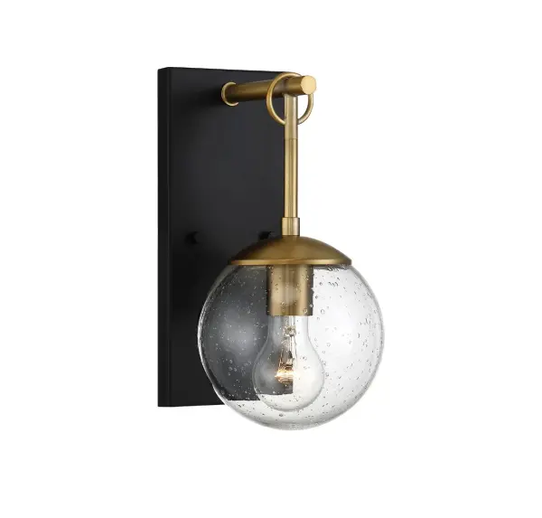 1-Light Outdoor Wall Lantern in Oil Rubbed Bronze with Natural Brass - Image 4