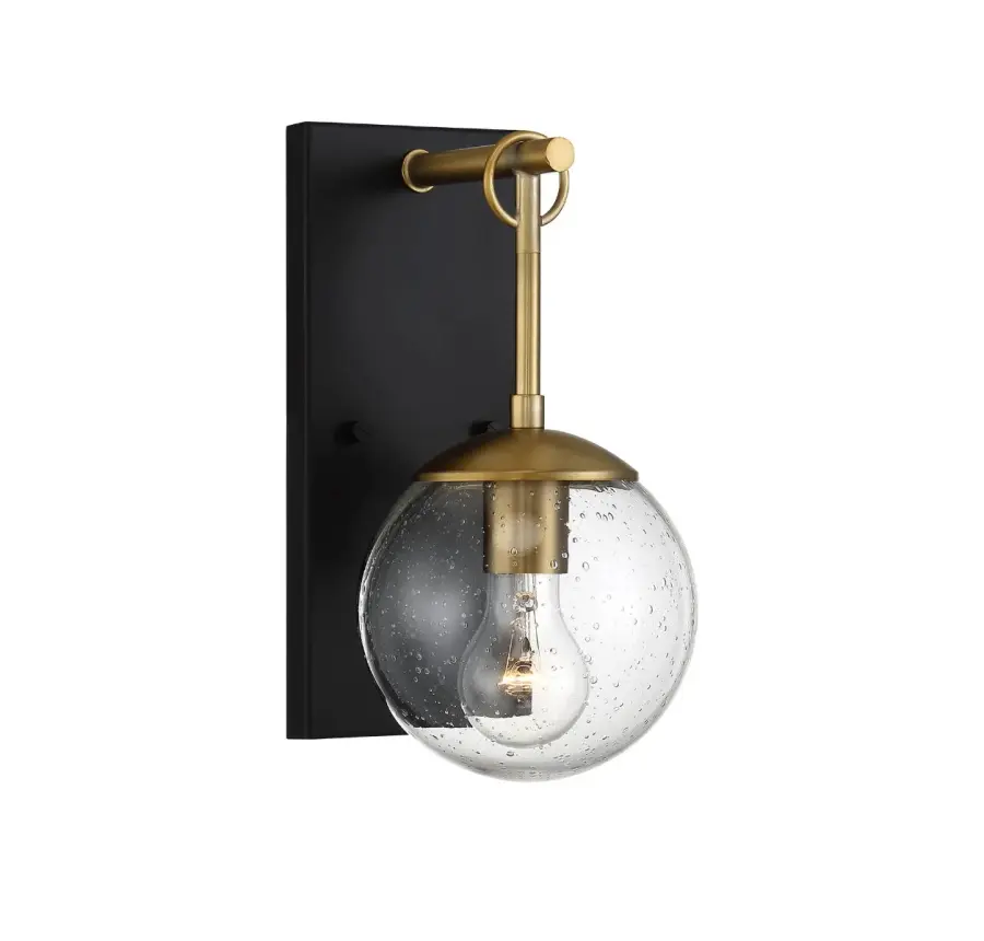 1-Light Outdoor Wall Lantern in Oil Rubbed Bronze with Natural Brass - Image 4