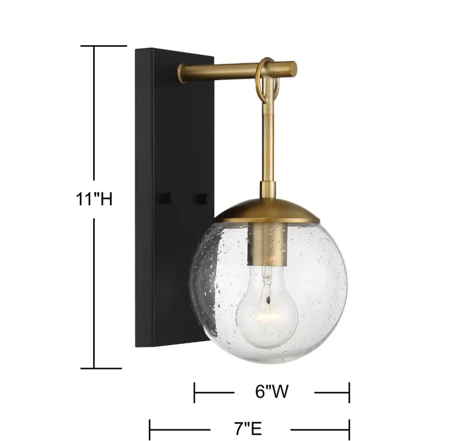 1-Light Outdoor Wall Lantern in Oil Rubbed Bronze with Natural Brass - Image 5