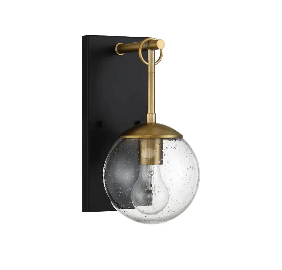 1-Light Outdoor Wall Lantern in Oil Rubbed Bronze with Natural Brass - Image 6
