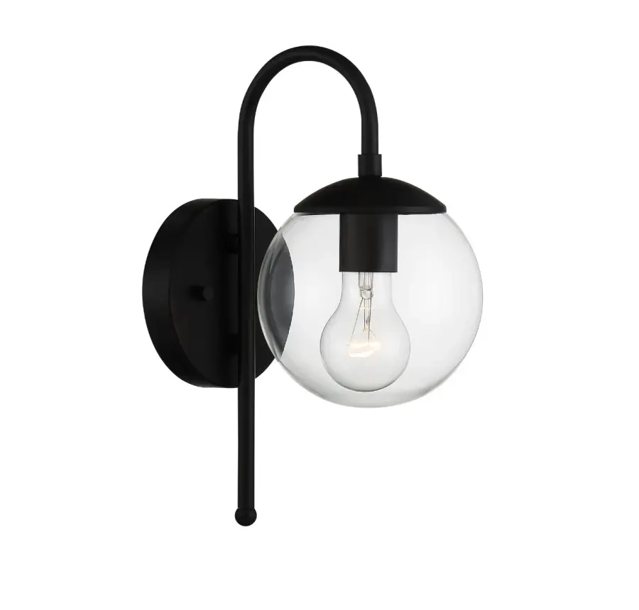1-Light Outdoor Wall Lantern in Matte Black - Image 2
