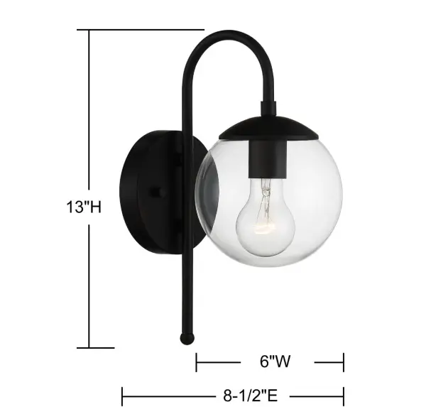 1-Light Outdoor Wall Lantern in Matte Black - Image 6