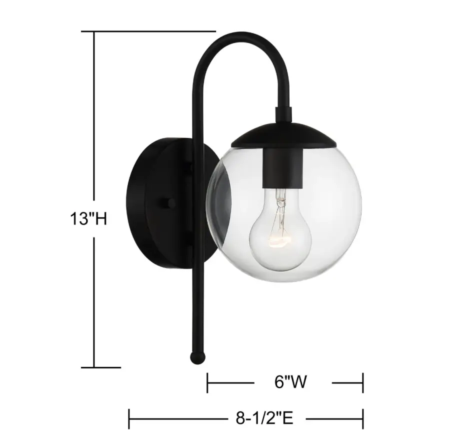 1-Light Outdoor Wall Lantern in Matte Black - Image 6