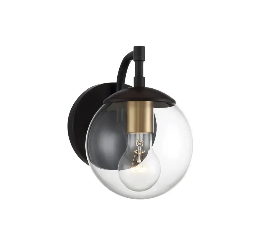 1-Light Outdoor Wall Lantern in Oil Rubbed Bronze with Natural Brass - Image 1