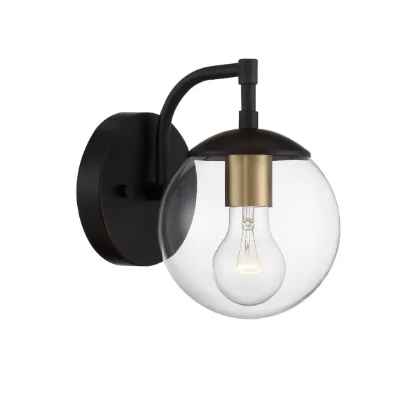 1-Light Outdoor Wall Lantern in Oil Rubbed Bronze with Natural Brass - alternate view
