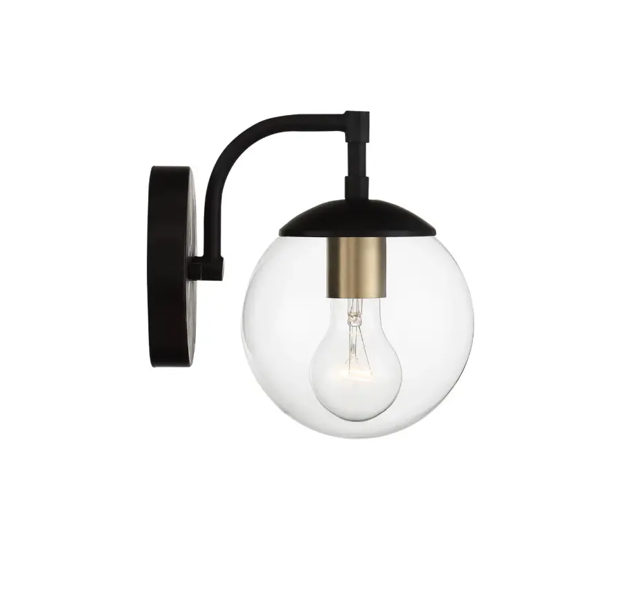 1-Light Outdoor Wall Lantern in Oil Rubbed Bronze with Natural Brass - Image 3
