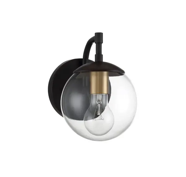 1-Light Outdoor Wall Lantern in Oil Rubbed Bronze with Natural Brass - Image 5