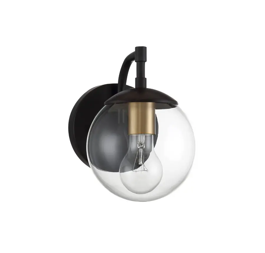 1-Light Outdoor Wall Lantern in Oil Rubbed Bronze with Natural Brass - Image 5