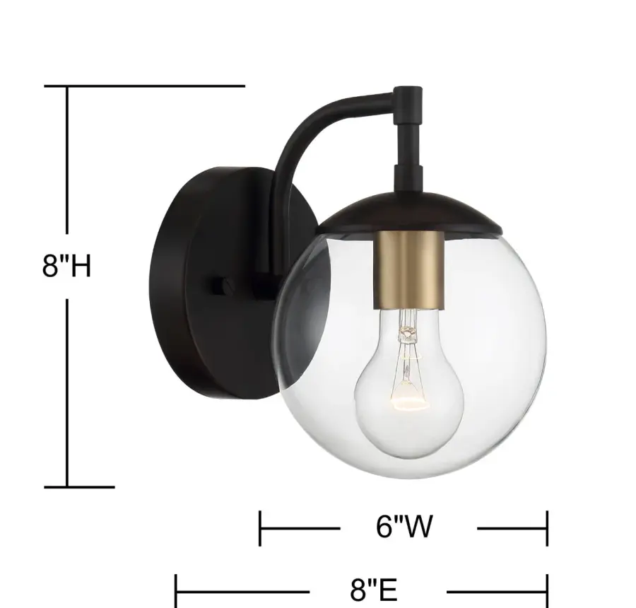 1-Light Outdoor Wall Lantern in Oil Rubbed Bronze with Natural Brass - Image 6