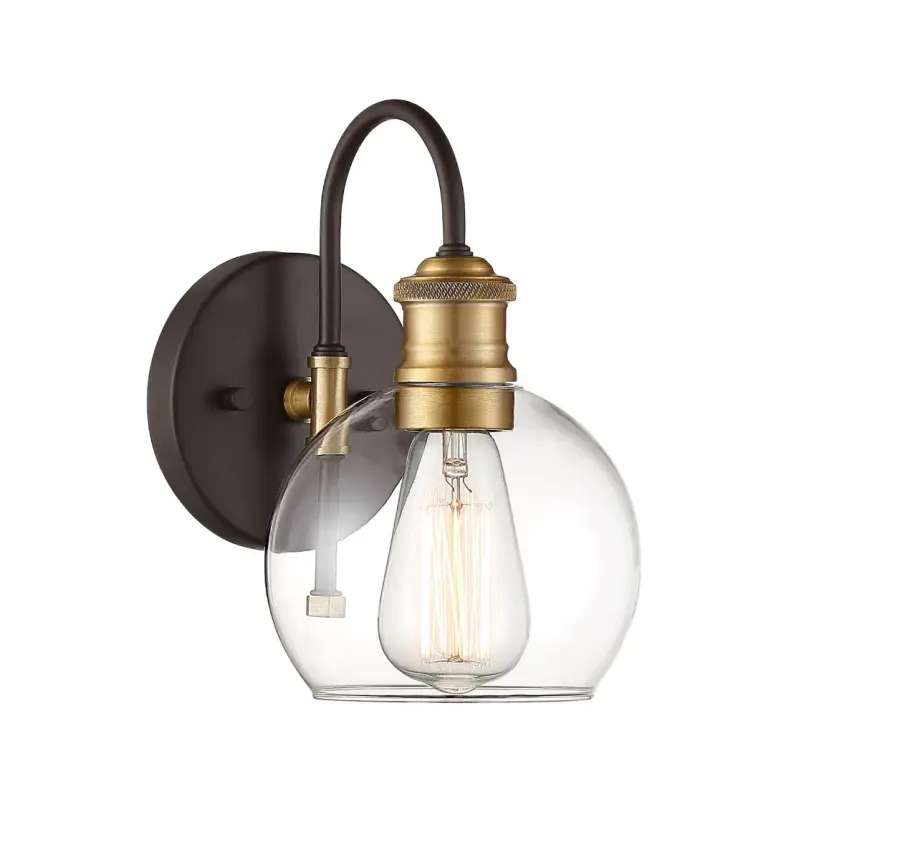 1-Light Outdoor Wall Sconce in Oil Rubbed Bronze with Natural Brass - Image 1