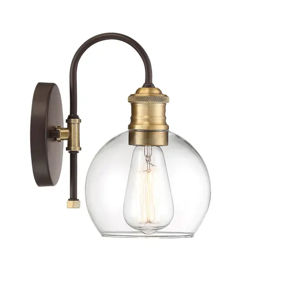 1-Light Outdoor Wall Sconce in Oil Rubbed Bronze with Natural Brass - Image 4