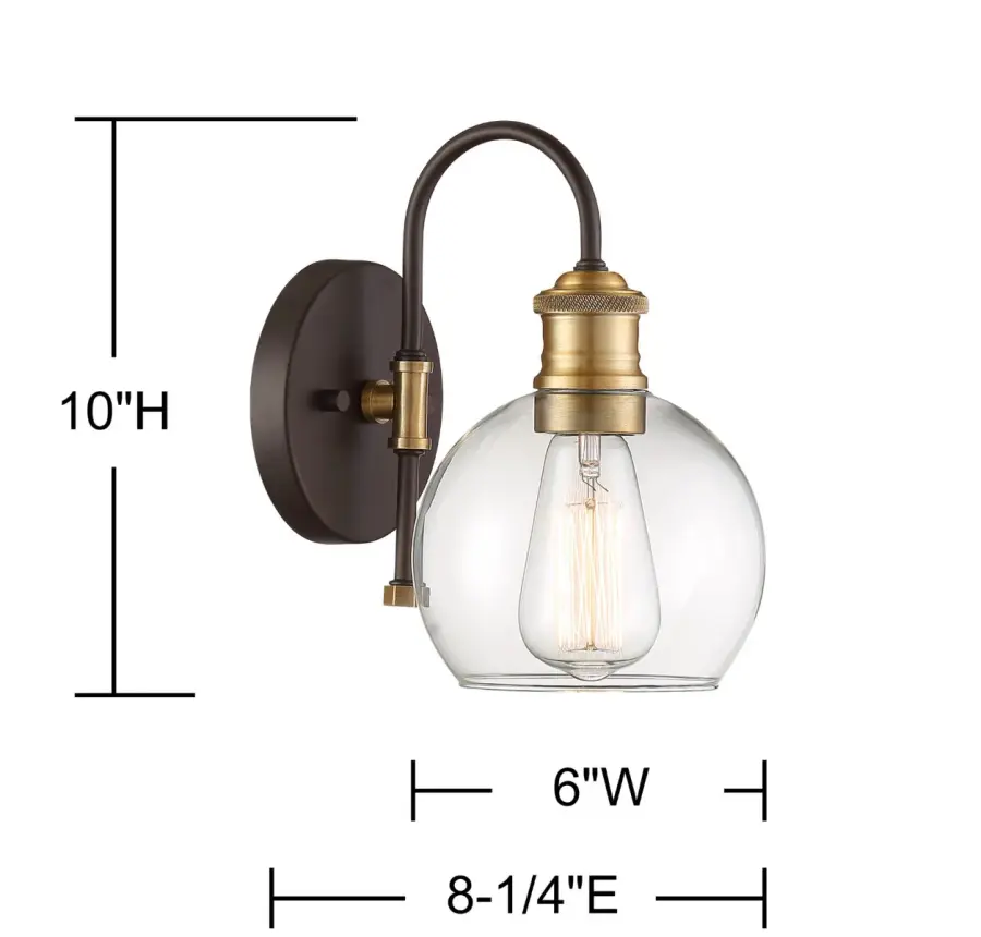 1-Light Outdoor Wall Sconce in Oil Rubbed Bronze with Natural Brass - Image 6