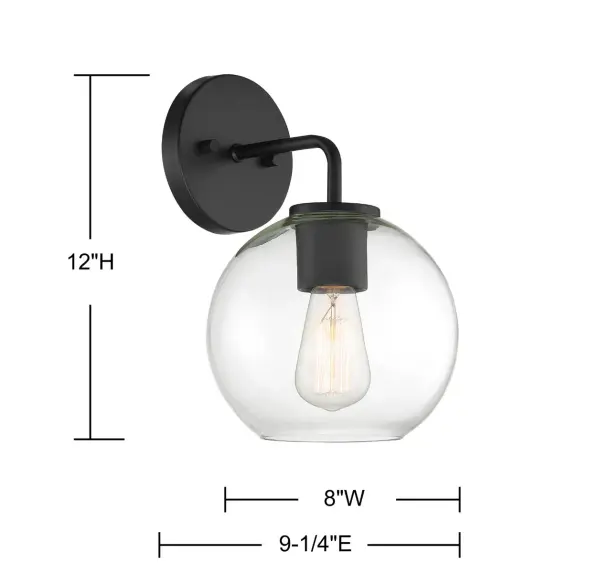 1-Light Outdoor Wall Sconce in Matte Black - Image 6