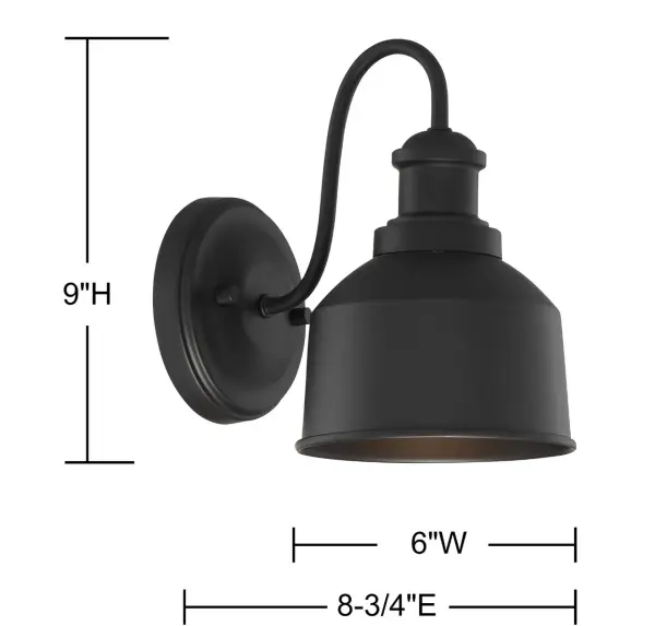 1-Light Outdoor Wall Lantern in Matte Black - Image 6