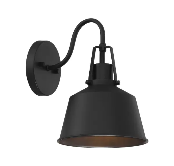 1-Light Outdoor Wall Lantern in Matte Black - Image 3