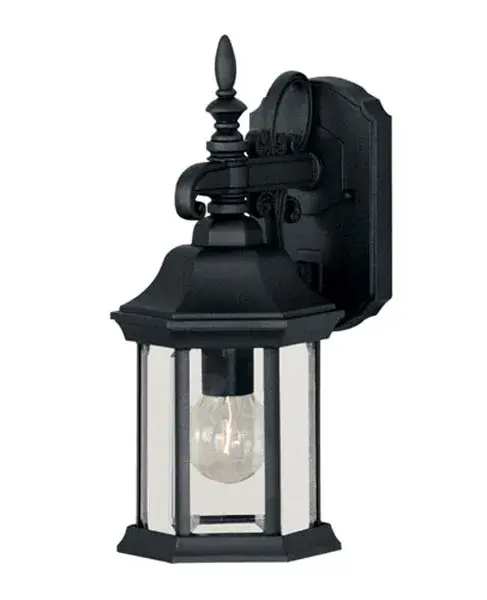 1-Light Outdoor Wall Lantern in Black
