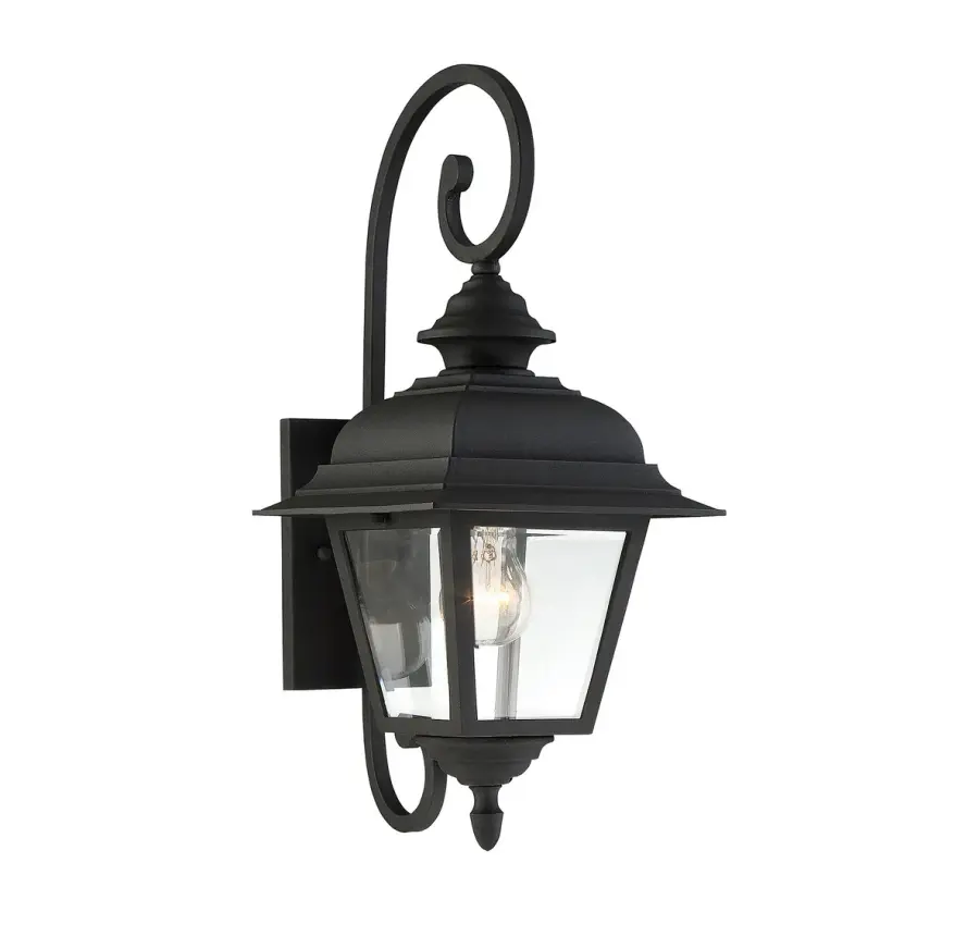 1-Light Outdoor Wall Lantern in Textured Black - Image 3