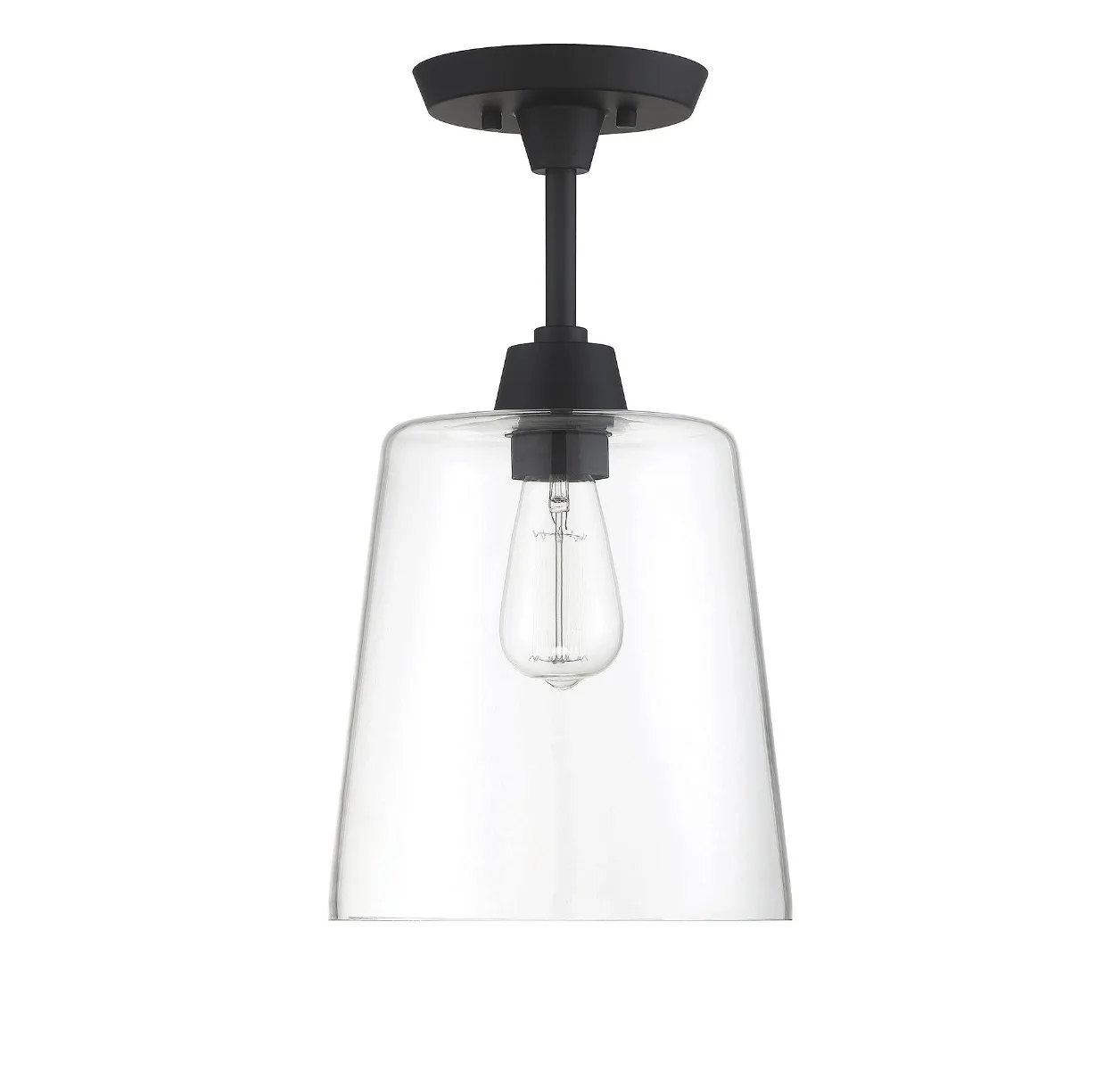 Msemi One Light Semi-Flush Mount in Matte Black