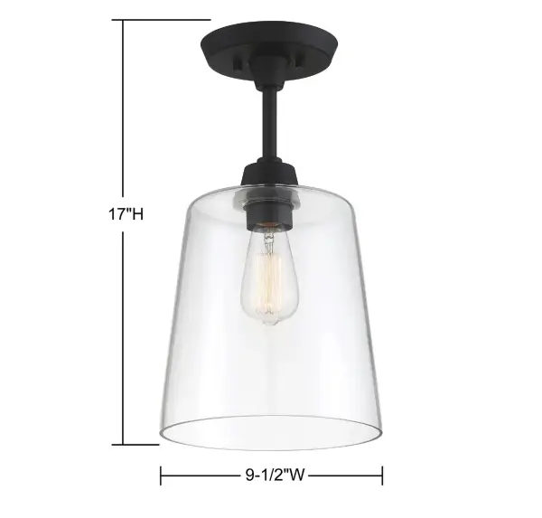 1-Light Ceiling Light in Matte Black - Image 5