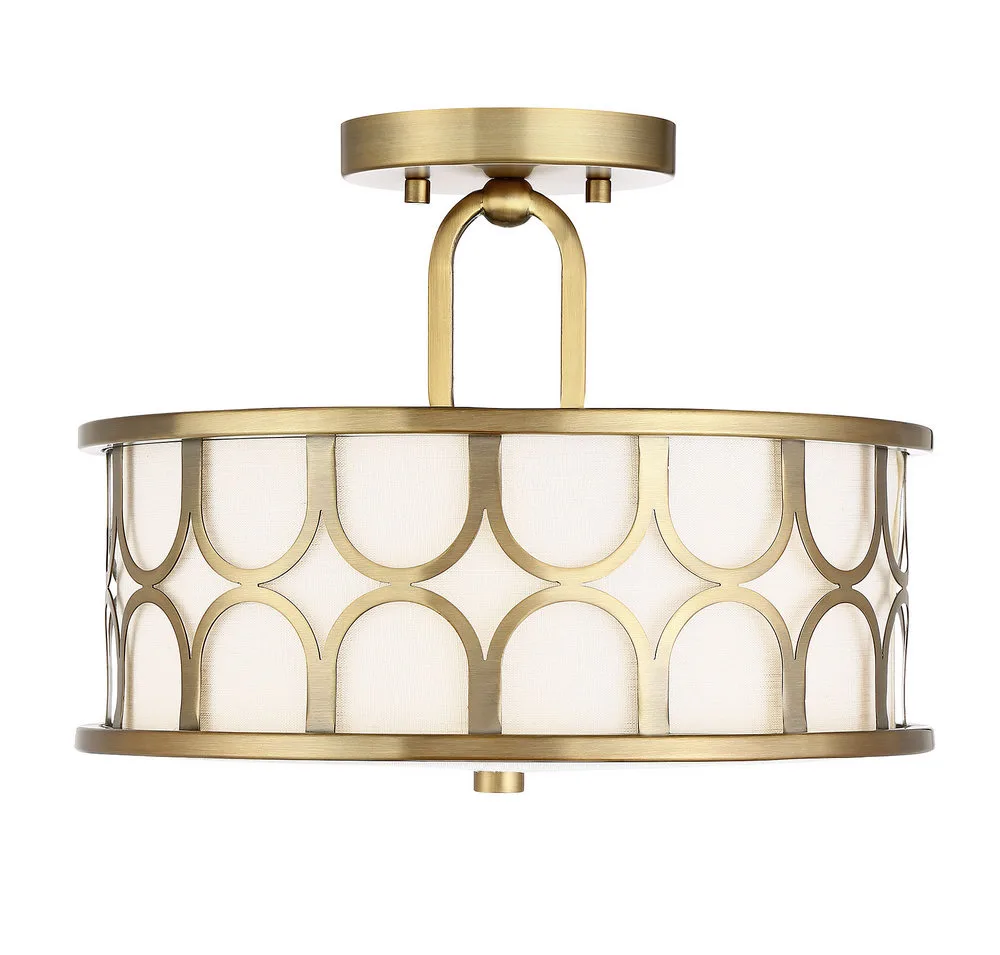 Msemi Two Light Semi-Flush Mount in Natural Brass
