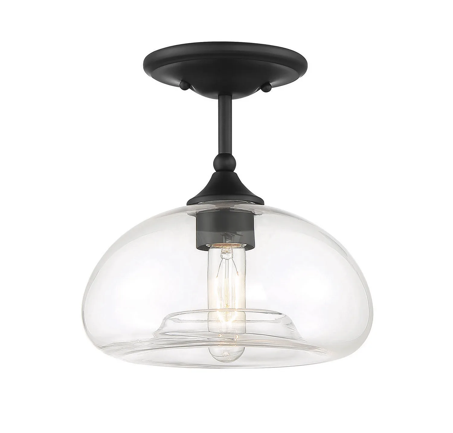Msemi One Light Semi-Flush Mount in Matte Black