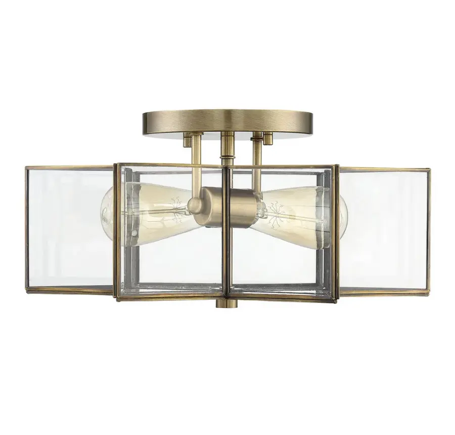 2-Light Ceiling Light in Natural Brass - Image 2