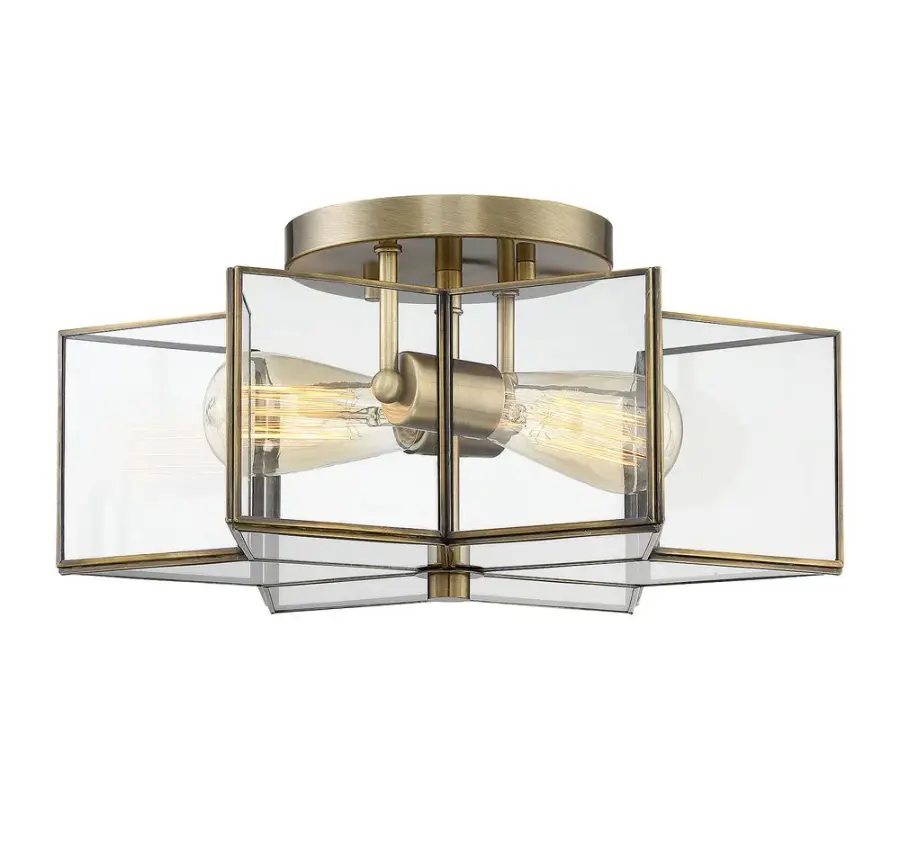 2-Light Ceiling Light in Natural Brass - Image 3